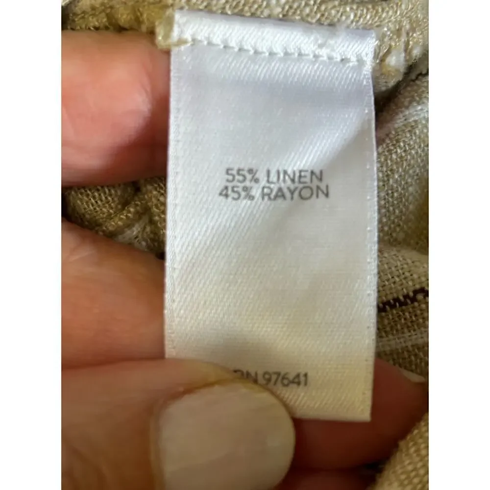 J. Jill cropped wide leg linen blend pants, tan stripe, large petite, lagenlook‎ - Picture 5 of 5